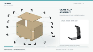 Guide d'assemblage des clips de caisse ORIENS pour boîtes en bois réutilisables