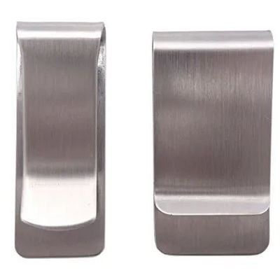 Clamps à stylo de monnaie Standard Porteur d'étiquette de perforation personnalisée en acier inoxydable Carte élastique Id Hommes Femmes Portefeuille pièces d'estampage métalliques